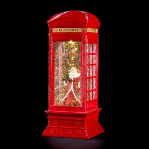 Premier Lit Telephone Box Water Spinner with Santa Scene