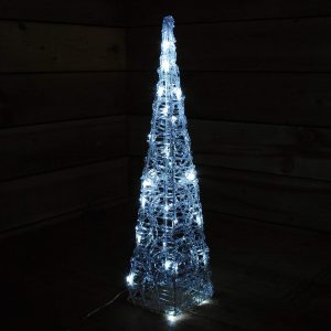 Kaemingk Cool White 30 LED Flashing Outdoor Christmas Acrylic Pyramid 58CM