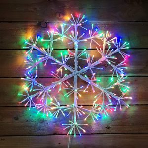 White Starburst Snowflake with 300 Multi-colour LEDs