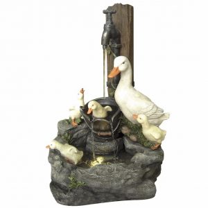 Duck Family at Tap Water Feature with LED Lighting