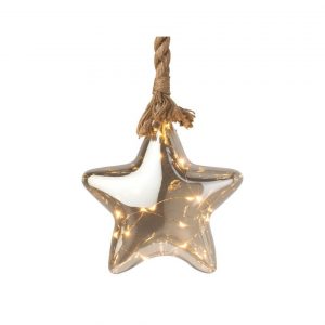 Kaemingk Warm White Smokey Glass LED Star 20 Centimeter on Rope